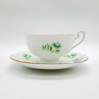 2pc Shelley England Cup and Saucer, Blue Poppy