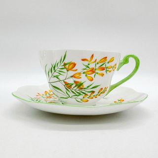 2pc Shelley England Cup and Saucer, Golden Broom