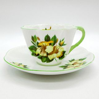 2pc Shelley England Cup and Saucer, Hibiscus