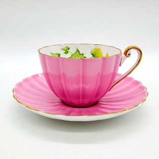 2pc Shelley England Cup and Saucer, Pink Celandine