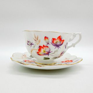 2pc Shelley England Cup and Saucer, Red Flower