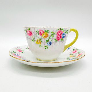2pc Shelley England Cup and Saucer, Rose Trellis