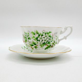 2pc Shelley England Cup and Saucer, White Flowers