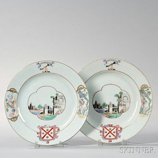 Pair of Export Porcelain Armorial Plates