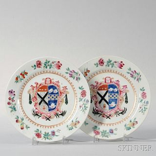 Pair of Small Armorial Export Porcelain Plates