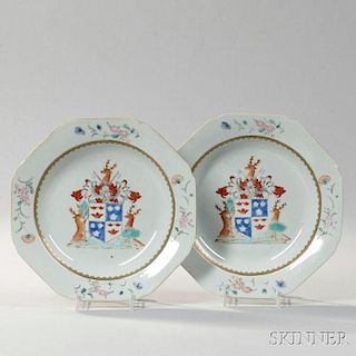 Pair of Armorial Export Porcelain Soup Plates