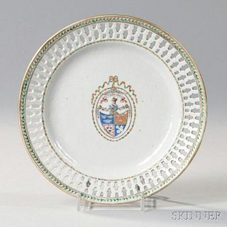 Export Porcelain Reticulated Armorial Plate