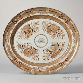 Large Brown Fitzhugh Porcelain Oval Platter