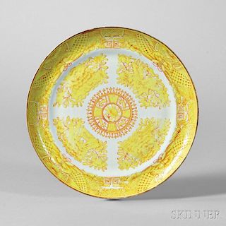 Yellow Fitzhugh Porcelain Dinner Plate
