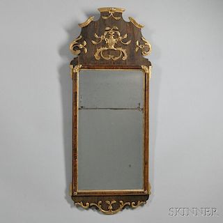Painted Walnut and Gilt-gesso Mirror
