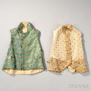 Two Embroidered Silk Waistcoats