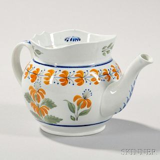 Bulbous Pearlware Teapot