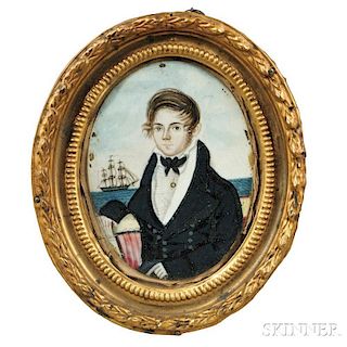 American School, Early 19th Century    Miniature Portrait of Captain Anthony Broome of New York