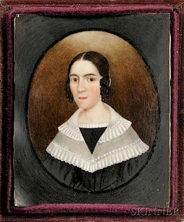 American School, Mid-19th Century      Miniature Portrait of a Lady in a Black Dress