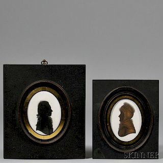 English School, Late 18th/Early 19th Century      Silhouette Portraits of John Francis and Abby Brown Francis