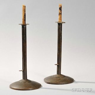 Pair of Sheet Copper Hogscraper-style Candlesticks
