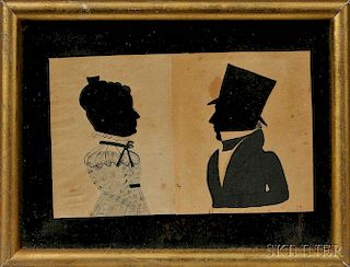 Ezra Wood Buckland, the "Puffy Sleeve Artist" (Massachusetts, act. 1830-1831)      Double Hollow-cut Silhouette of Mr. and Mrs. Coombs