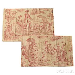 Apotheosis of George Washington and Benjamin Franklin Printed Textile Fragments