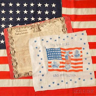 Benjamin Harrison and Levi P. Morton Silk Campaign Bandana and Two Other Textiles