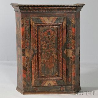 Polychrome Painted Hanging Wall Cupboard