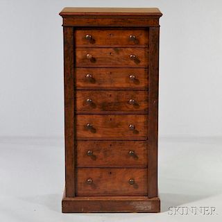 Diminutive Mahogany Lock-end Chest of Seven Drawers