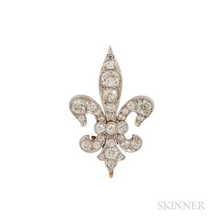Tiffany & Co. Antique Diamond Fleur-de-Lis Watch Pin