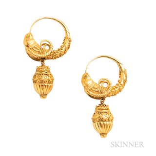 Etruscan Revival Gold Earrings