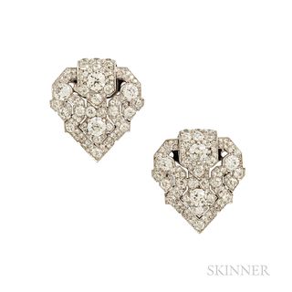 Cartier Art Deco Platinum and Diamond Dress Clips