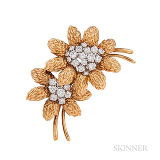 Van Cleef & Arpels 18kt Gold and Diamond Flower Brooch