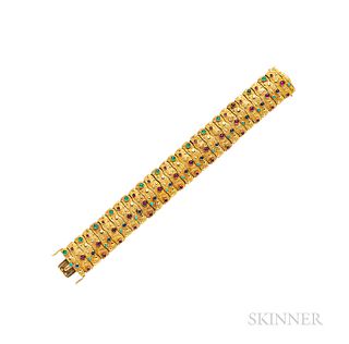 18kt Gold Gem-set Strap Bracelet