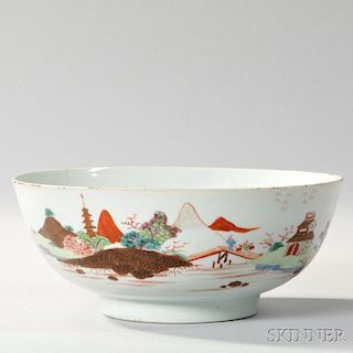 Small Export Porcelain Punch Bowl