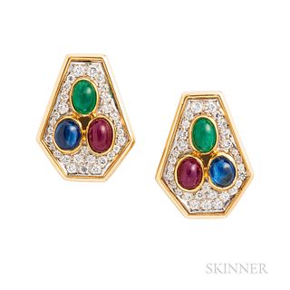 Cartier 18kt Gold Gem-set Earrings