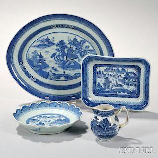 Four Canton Export Porcelain Serving Pieces