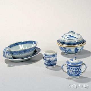 Four Canton Export Porcelain Items
