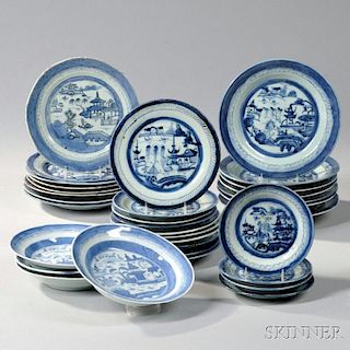 Thirty-three Small Canton Porcelain Plates