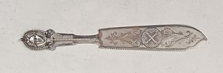 American 19th Century Coin Silver Cake Knife/Saw