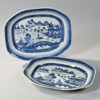 Two Large Canton Porcelain Serving Platters