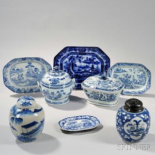 Eight Canton and Related Ceramic Items