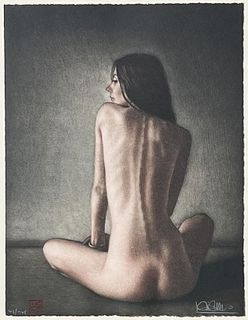 Willi Kissmer, Framed Lithograph "Seated Nude"