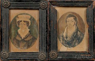 American School, Possibly Southern United States, c. 1821      Portraits of a Husband and Wife