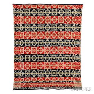 Four-color Wool and Cotton Coverlet