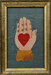 Framed Silk Heart-in-hand Embroidery