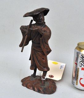 Japanese Lacquered Metal Peasant Figure