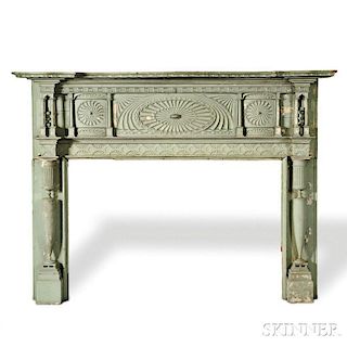 Green-painted Carved Federal Mantelpiece
