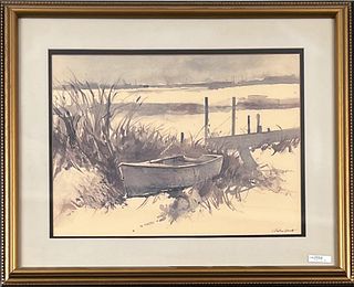 Charles Colombo, Shore Scene with Rowboat
