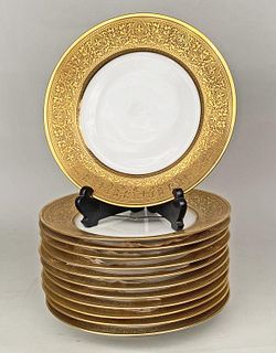 Twelve Haviland Limoges Gold Bordered Plates