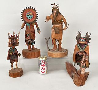Four Large Native American Kachina Carvings