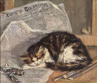 Townsend O/C Still Life Cat Painting