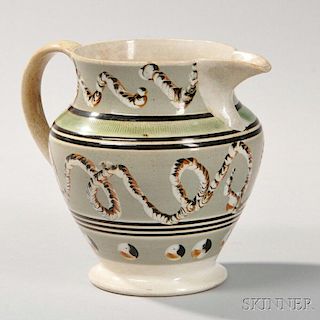 Large Mocha-decorated Pearlware Pitcher