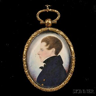 English School, Early 19th Century    Portrait Miniature of a Young Man